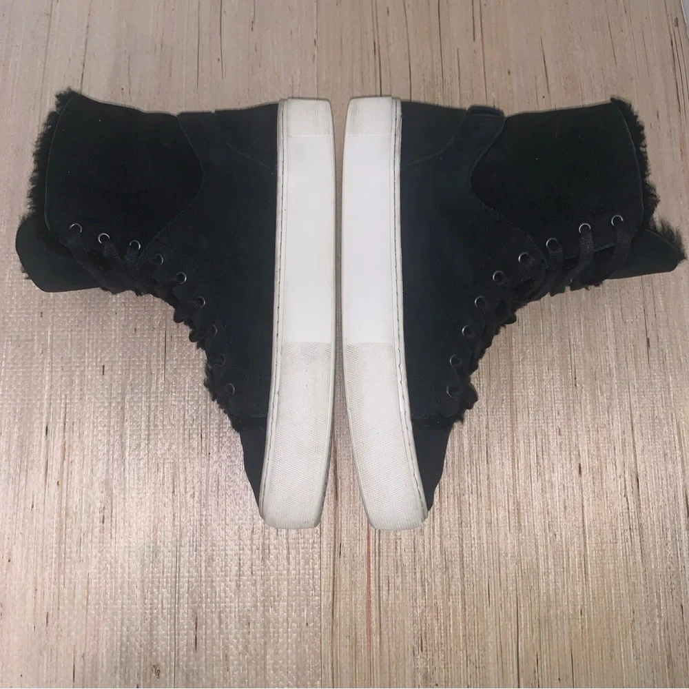 Ugg Beven Black Suede Fur Sheerling Lined high top Sneakers Women’s  8 lace up - Picture 8 of 16